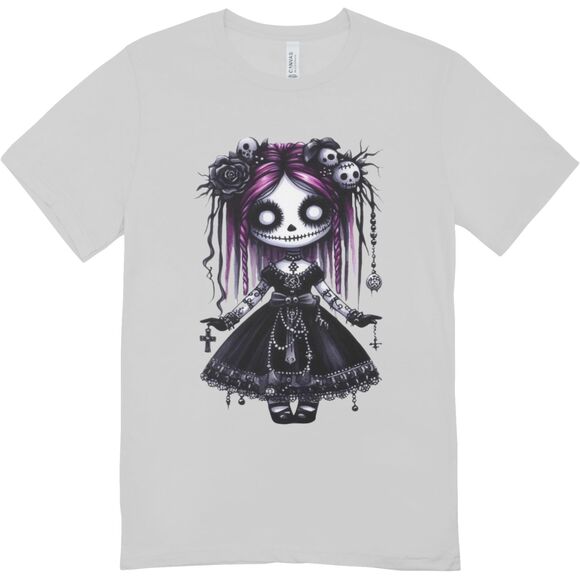 New custom goth doll halloween t-shirt | hanes softstyle unisex XL - Picture 1 of 1